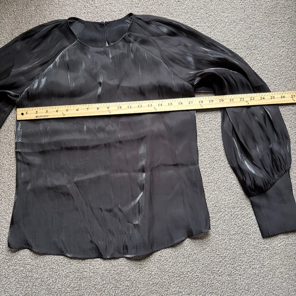 Express NWT $50 Womens Satin Shimmer Sheer Blouse Long Sleeve Top | Size XS - Picture 7 of 15